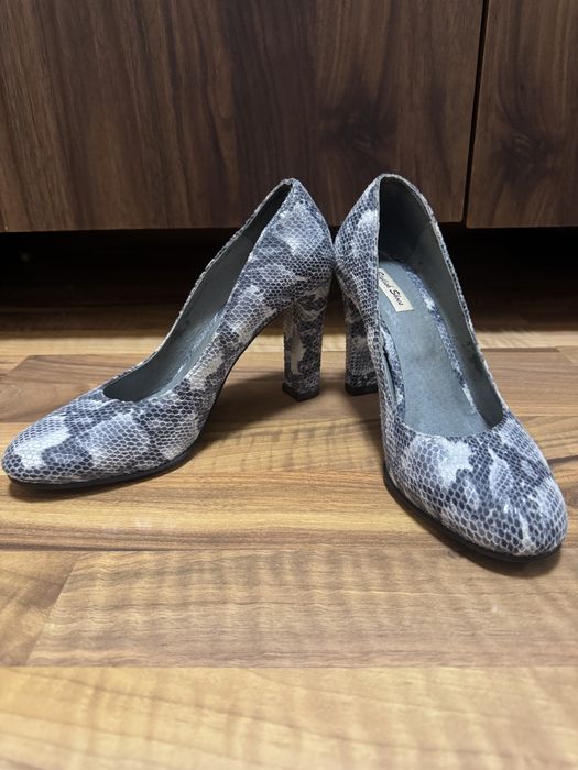 Pantofi cu toc,  imprimeu tip piele de șarpe, 38