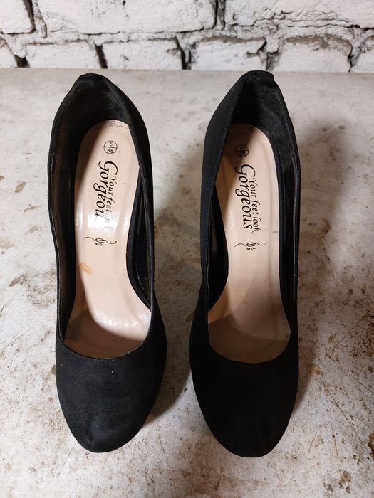 Pantofi eleganți cu toc și platformă Gorgeous – Negri – Mărimea 38 – Stare foarte bună