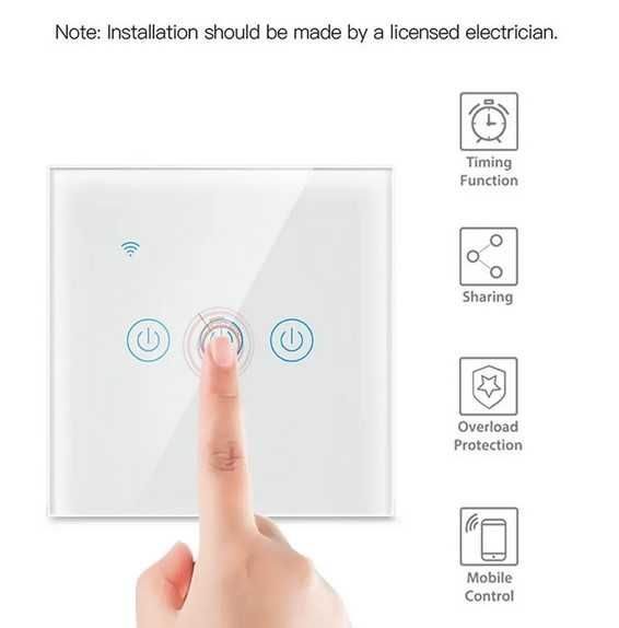 WiFi ключ за осветление единичен или двоен без нула Tuya Smartlife