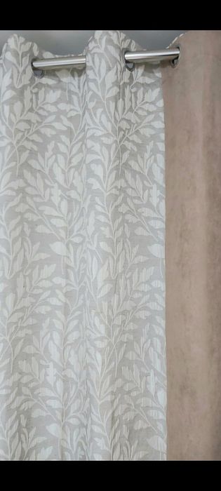 Draperii elegante set 2 bucati, nuante bej inchis si deschis pe inele