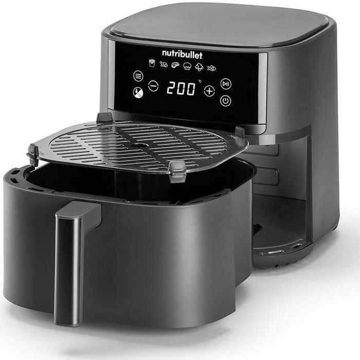 Friteuza cu aer cald Nutribullet CrispLite NBA0611DG, sertar si grill ceramic, 1700 W, 6L, 6 programe automate, display digital, gatire fara ulei