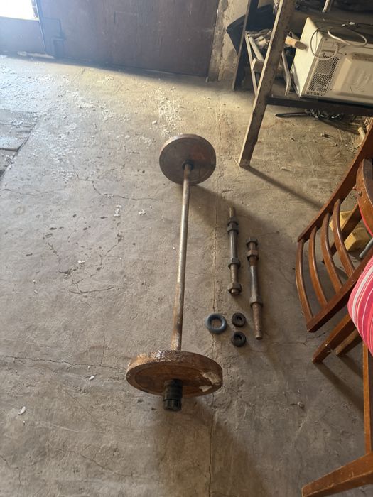 Продам штангу 28кг+самодельные гантели.