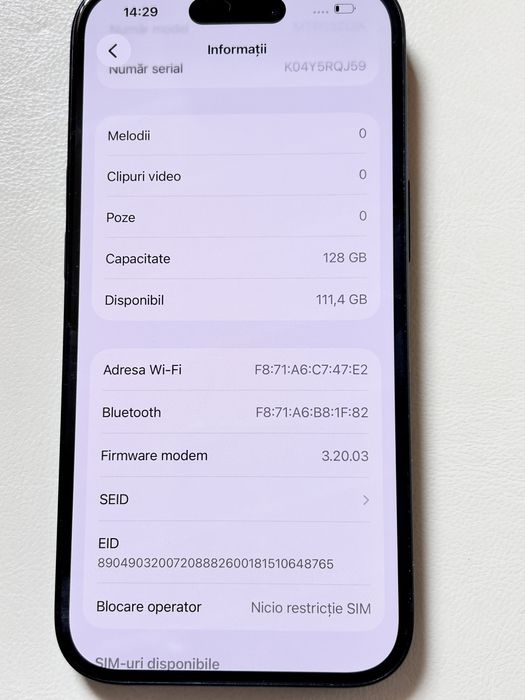 Curier 5 ron. iphone 15 pro ca nou bateria 96% folie si husa