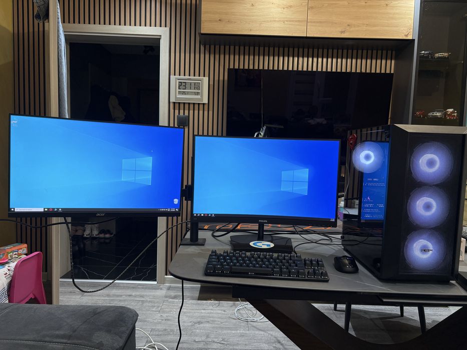 Пълен Gaming Setup – Ryzen 5 / RTX 3050 / 16GB / 2x 24”