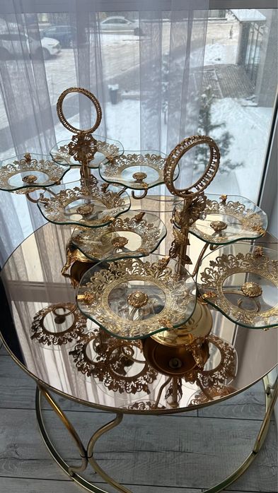 стеклянная этажерка для сухофрукт и фруктовница