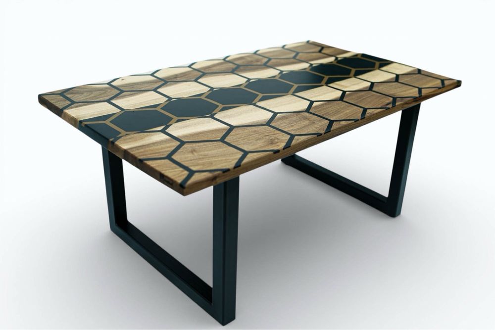 Realizez la comandă mese din lemn masiv și rășină epoxidică- unicat