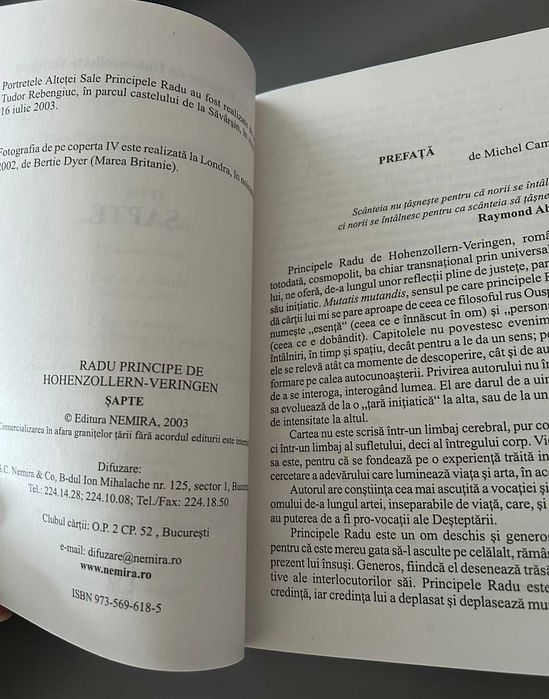 Cartea „Șapte” Radu Hohenzollern-Veringen, excelentă, cu autograf