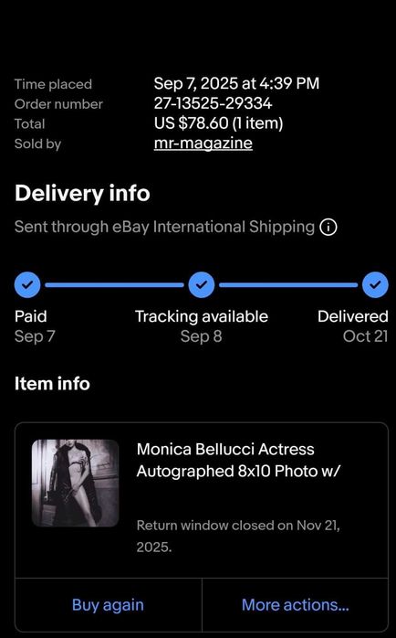 Fotografie\Poster autograf original Monica Bellucci 20x25 cm