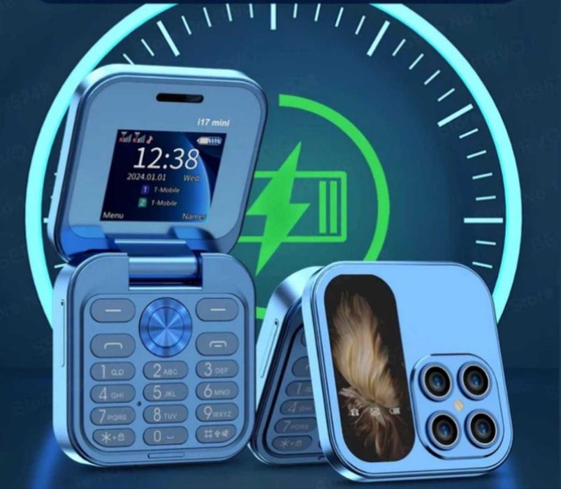 Мини сгъваем мобилен телефон i17 PRO с две сим карти 5 цвята