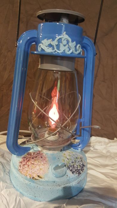 Бутиков Газен фенер с електричество и декупаж