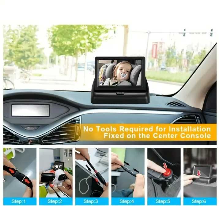 5" HD Видеокамера за кола, наблюдение на бебета и деца задната седалка