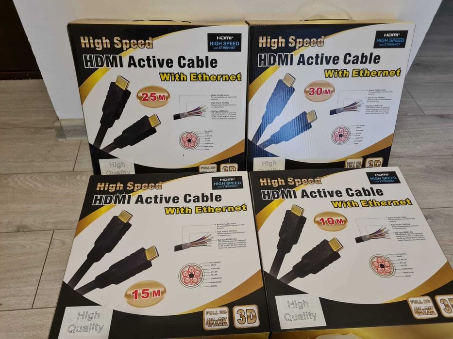 Cablu HDMI 25 m 4K 3D HIGH SPEED - nou sigilat (garantie)