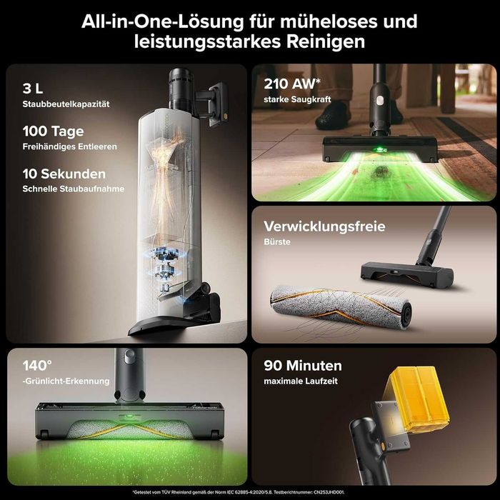 Нова Мощна Безкабелна Прахосмукачка Roborock H60 Hub Ultra LED 90 мин.