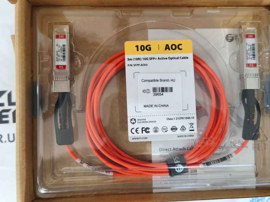 Активный оптический кабель Intel SFP+ 10G длиной 3 м