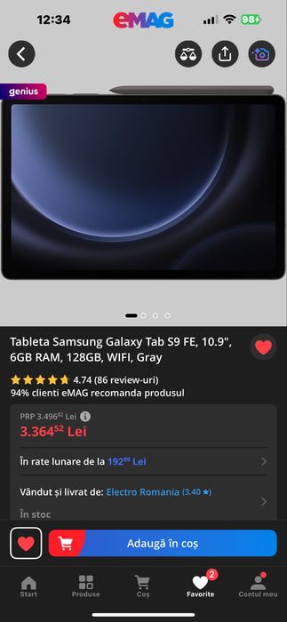 Tableta Tab s9 FE 128gb + S Pen