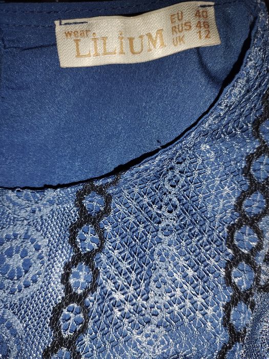 Платье синий с кружевом нежный турецкий платье 36 38