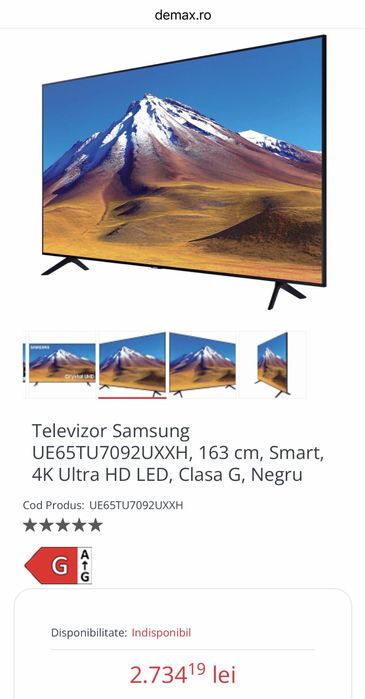 Televizor Samsung diagonala 165cm