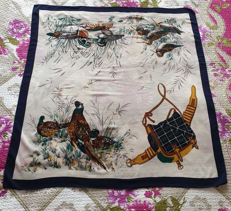 Esarfa matase naturala print vanatoresc