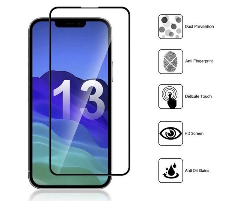 Iphone 13/14/15/16/17/18 PRO MAX Husa Silicon+Folie Sticla Hard Glass OCA