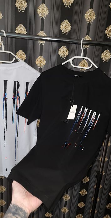Tricou Amiri paint alb negru