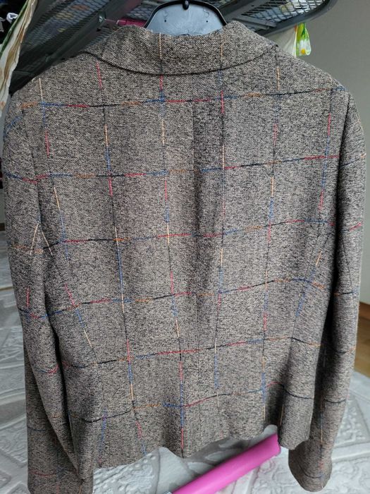 Sacou office din stofa, jacheta în carouri tweed, Masura 38