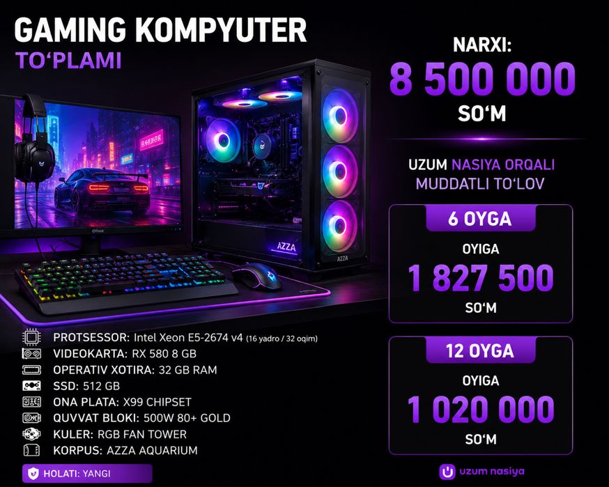 Muddatli tolovga Gaming Kompyuter