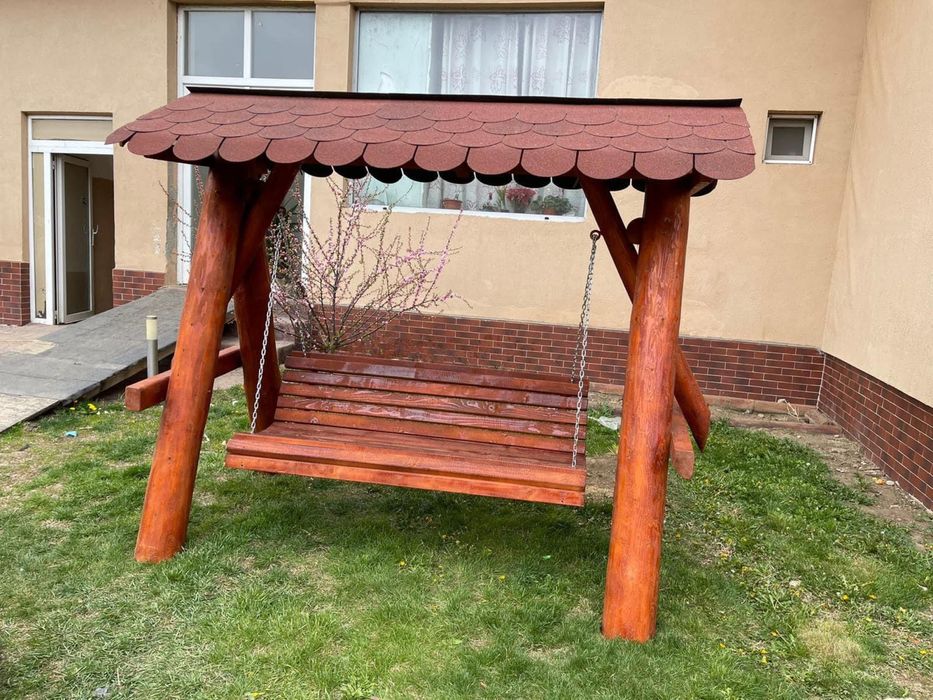 Balansoar masiv din lemn rustic / leagan lemn