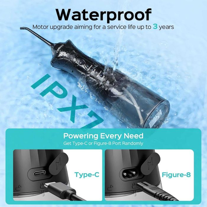 Професионален зъбен душ COSLUS – 300ml Резервоар, IPX7 Водоустойчив