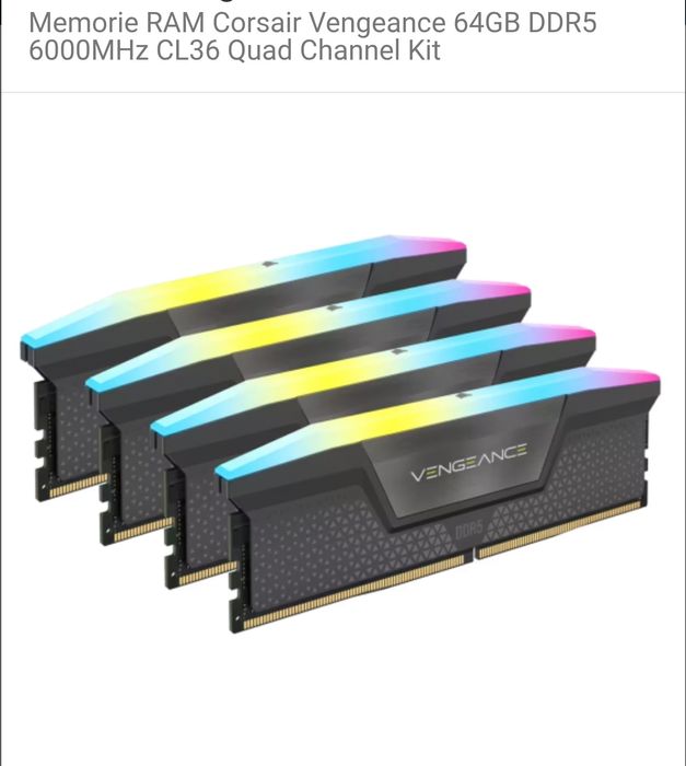 Memorie RAM Corsair Vengeance 64GB DDR5 6000MHz CL36 Quad Channel Kit