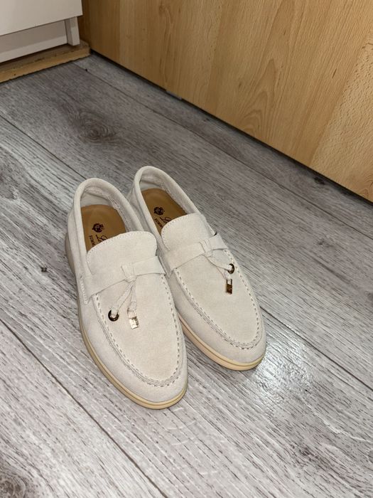 Лоферы экозамша бежевые