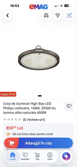 Lampa led industriala noua