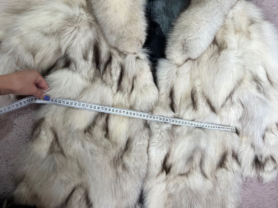 Haină de blană de vulpe, bej, premium, M/L impecabila