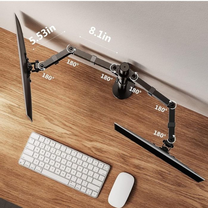 Suport dublu de birou 2 monitoare  ErGear  13-32"  reglabil  inclinare înălțime brațe articulate