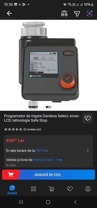 Programator de irigare Gardena Select, ecran LCD, tehnologie Safe Stop
