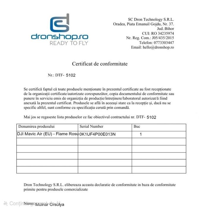 Vând Dronă profesională DJI Mavic Air NOU nefolosită!
În cutie originală, sigulată! Cumpărată din magazin autorizat Reprezentanța DJI! 
Bateria
