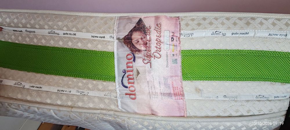 Pat alb 90 /200 cu saltea ortopedica