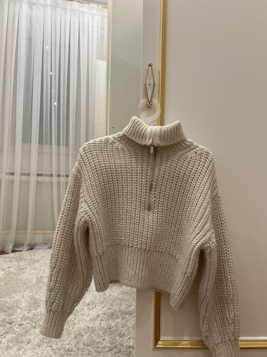 Вязанная ветло-бежевая полузипка, H&M, размер М