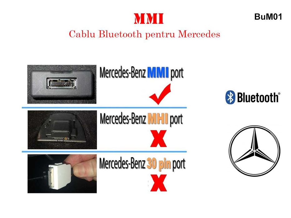 Cablu Adaptor Bluetooth USB MMI AMI MDI Mercedes A B C E S GL ML C E