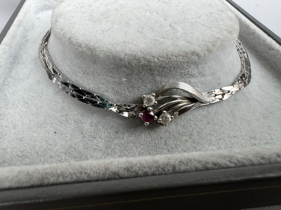 Bratara din argint rodiat, rubin si zirconia