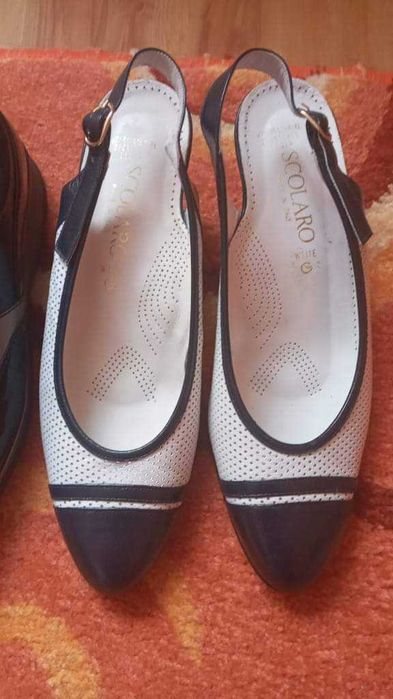 Дамски обувки от естествен лак и кожа