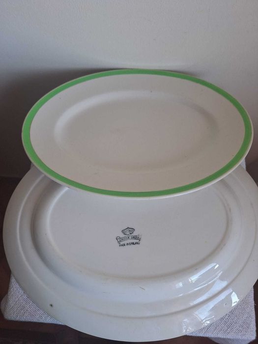 Set 2 platouri ovale Ironstone J&G Meakin – Lincoln Green – Made in England (36 cm / 30 cm)