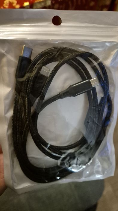 Кабел DATA 3 в 1 Type-C, micro USB и Lightning и още ...