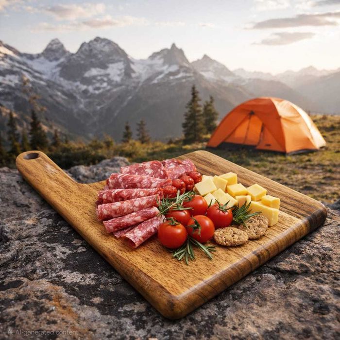 Tocător outdoor din lemn nuc, lucrat manual