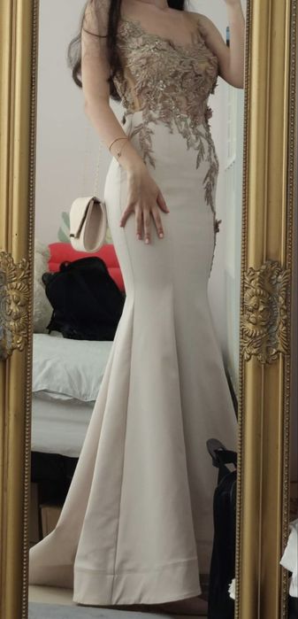 Бална рокля MIRE в бежов цвят размер S