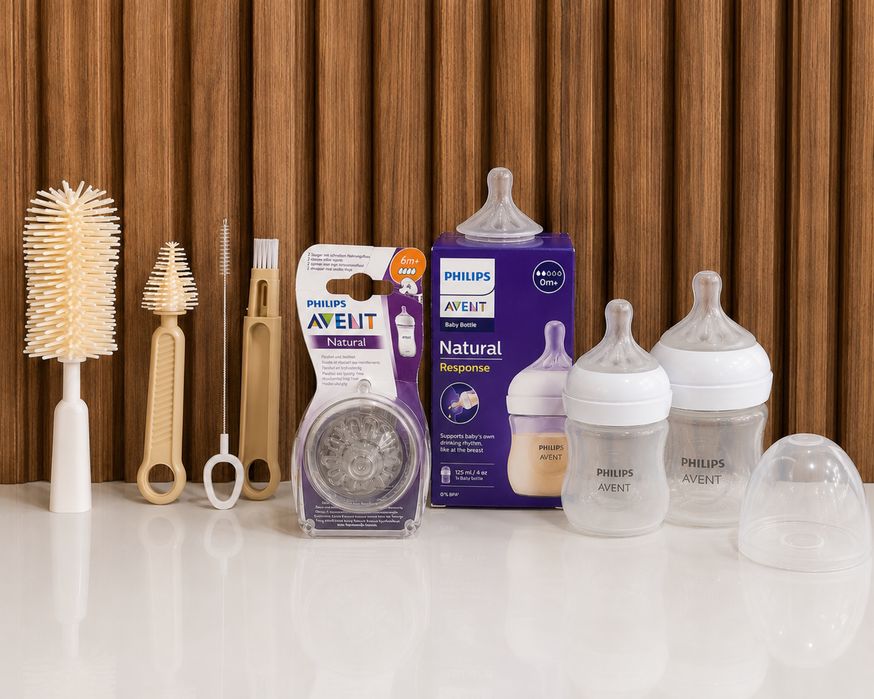 Philips Avent Natural Response Anti-Colic – Пластмасово и стъклено шише + биберон