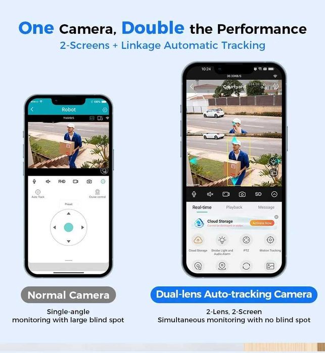 4K 8MP Външна WiFi PTZ Безжична Камера Двоен обектив ,Нощно виждане
