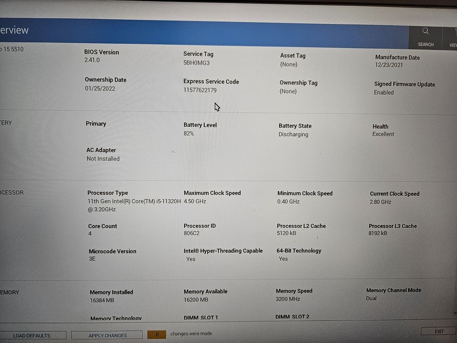 Dell Vostro 5510  i5-11320H/16GB Ram/512 GB Hdd