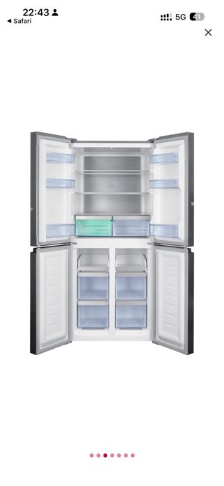 Frigider Side by Side Beko GNO46624MXPN, 466 l, 4 usi, Alarma usa deschisa, Afisaj digital, Iluminare LED, Maner integrat, Clasa C