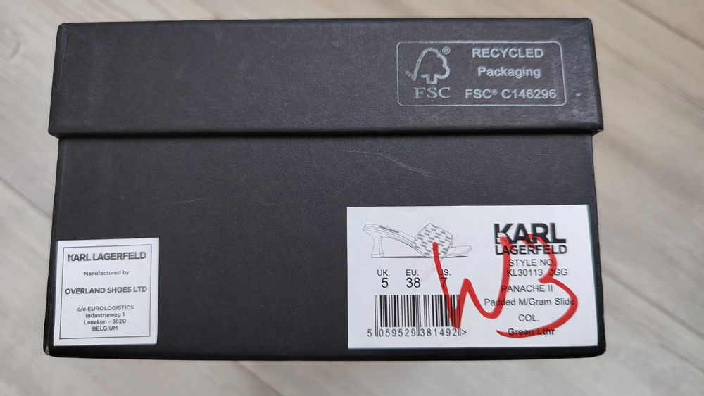 Нови зелени дамски кожени чехли на ток KARL LAGERFELD PANACHE II EUR38