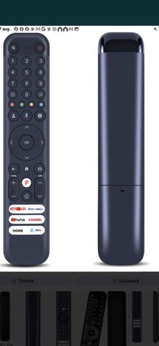 telecomandă TCL RC833 (GUB1/GUB2) Smart Android/Google TV, TCL 4K QLED și LED din seriile recente (precum C645, C745, C845).
